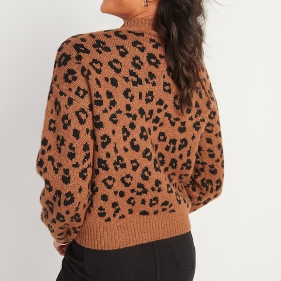 Cozy Leopard-Print Mock-Neck Sweater - Picture 3 of 6